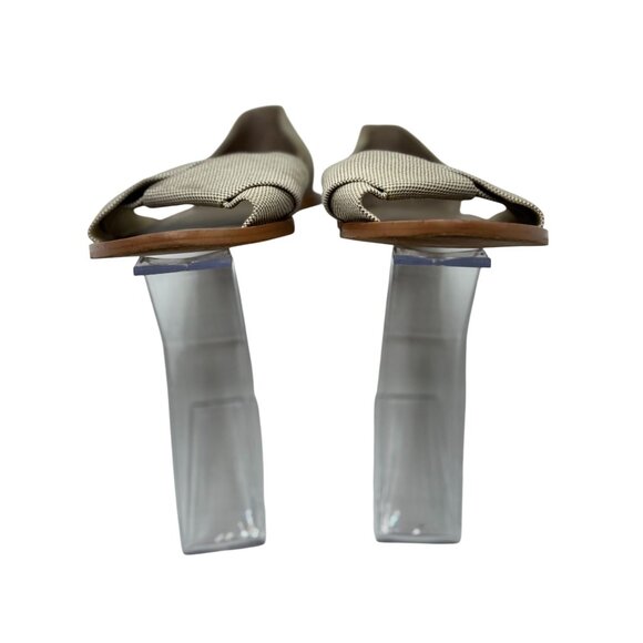 Vince Womens Sz 39 Beige Suede Canvas Crisscross Flat Sandals Summer Comfortable - Picture 8 of 13